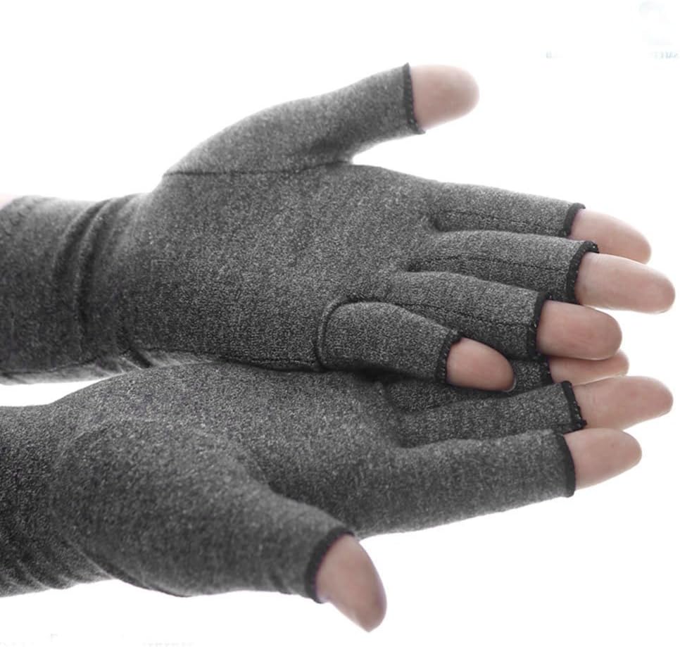2Pairs Arthritis Compression Gloves Women Ladies Doctor Written Handbook Relieve Arthritis Symptoms Raynauds Disease Carpal Tunnel (Grey, M)