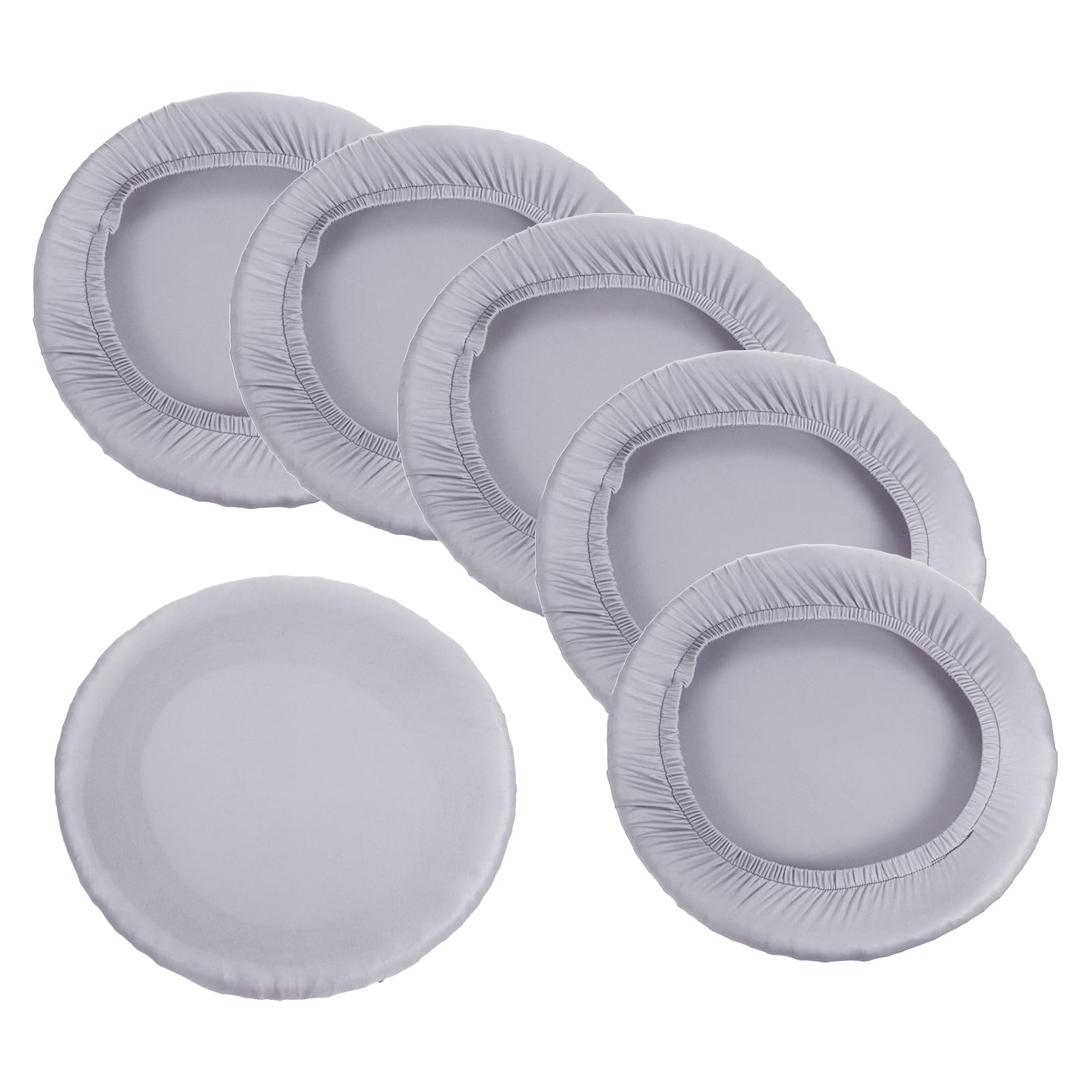 PATIKIL 9.5" Round Bar Stool Cover, 6 Pack Elastic Bar Stool Cover Washable Seat Cover for Diameter 11"-16" Chair, Light Gray