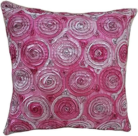 PAPAYA SHOP Pillowcase covers Two Tone 3d / Bouquet Roses Throw Cushion Cover/pillow Sham Handmade for Decorative Sofa, Car and Living Room Size 16 X 16 Inches.(Single) (Pink)