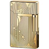 JIANCHEN Classic Metal Engraved Butane Lighter, Refillable Soft Flame Flip-Top Lighter, Gift Box (Fuel Not Included),Gold c