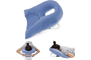 wuwumiline Newly Upgraded Face Down Pillow After Eye Surgery, Prone Pillow with Arm Hole for Face Down Sleeping, Retina and Vitrectomy Lying Pillow, Post Eye Surgery Recovery (Light Blue)