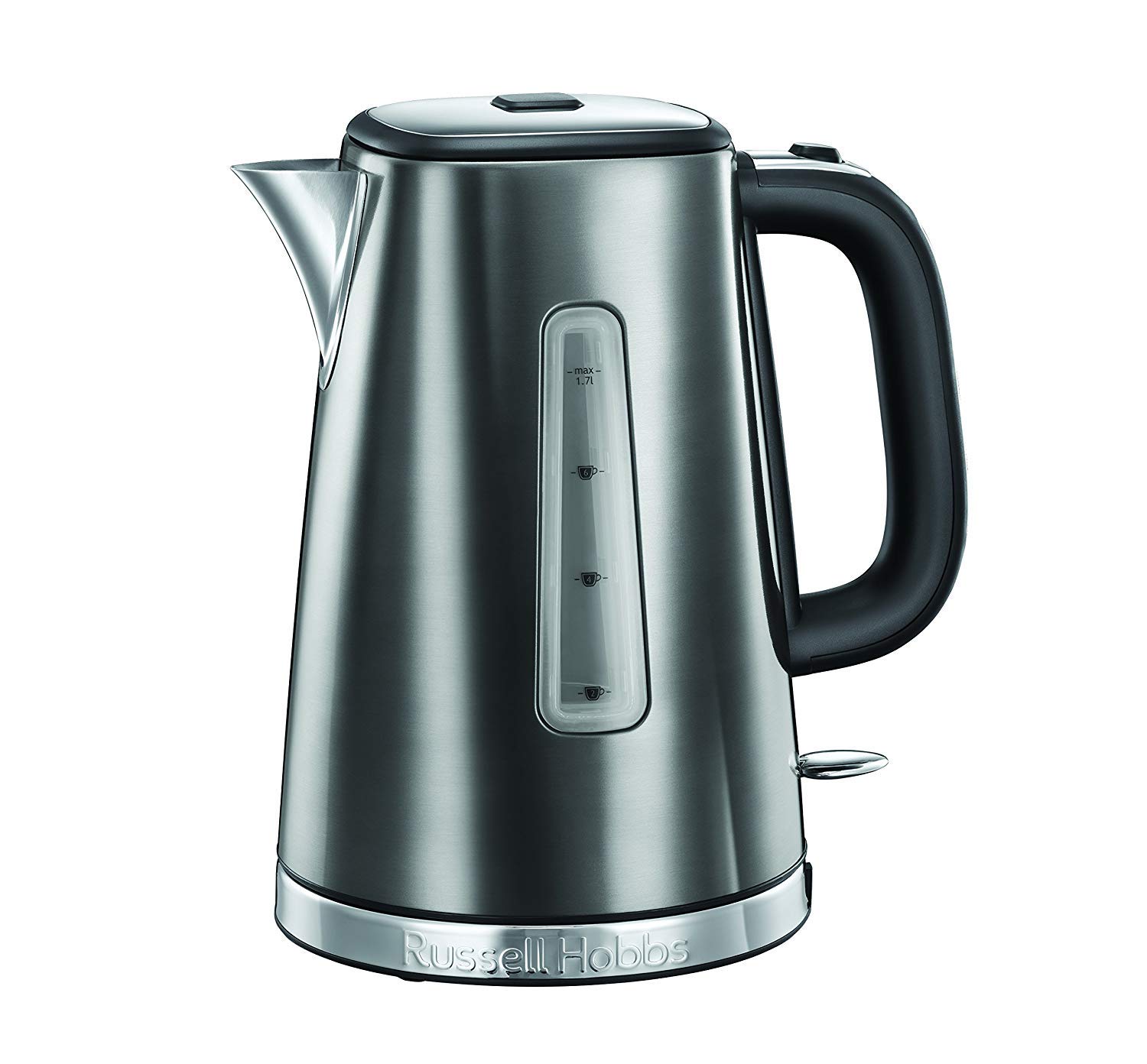 Russell Hobbs Bouilloire Electrique [Puissante & Moderne] Luna Inox Gris (1,7L, 2400W, Ebullition Rapide, Filtre Anticalcaire Amovible, Bec Verseur Précis, Ouverture Automatique Du Couvercle) 23211-70