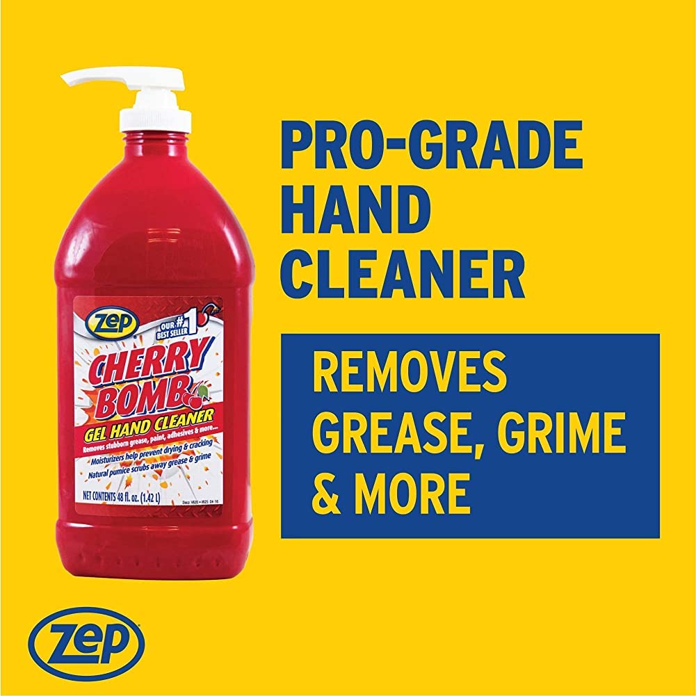 Zep Cherry Bomb Hand Cleaner 48 oz (Case of 4) - Volcanic Rock and Emollients - Perfect for mechanics and DIY'ers