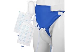 YOOGUSTO Wearable Urine Collector Set for Men with Soft Cotton Pants 2000ml Night Bag 1000ml Day Bag Silicone Collection Cup and 1.2M Flexible Tube for Daily Comfort Travel or Outdoor Use, Elderly Men Blue