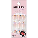 Dashing Diva Magic Press Nail Set - Hop Scotch - Medium Almond Press On Nails - Long Lasting Gel - Lasts Up to 10 Days - Gel Set - 4-Piece Manicure Kit with 30 Nails