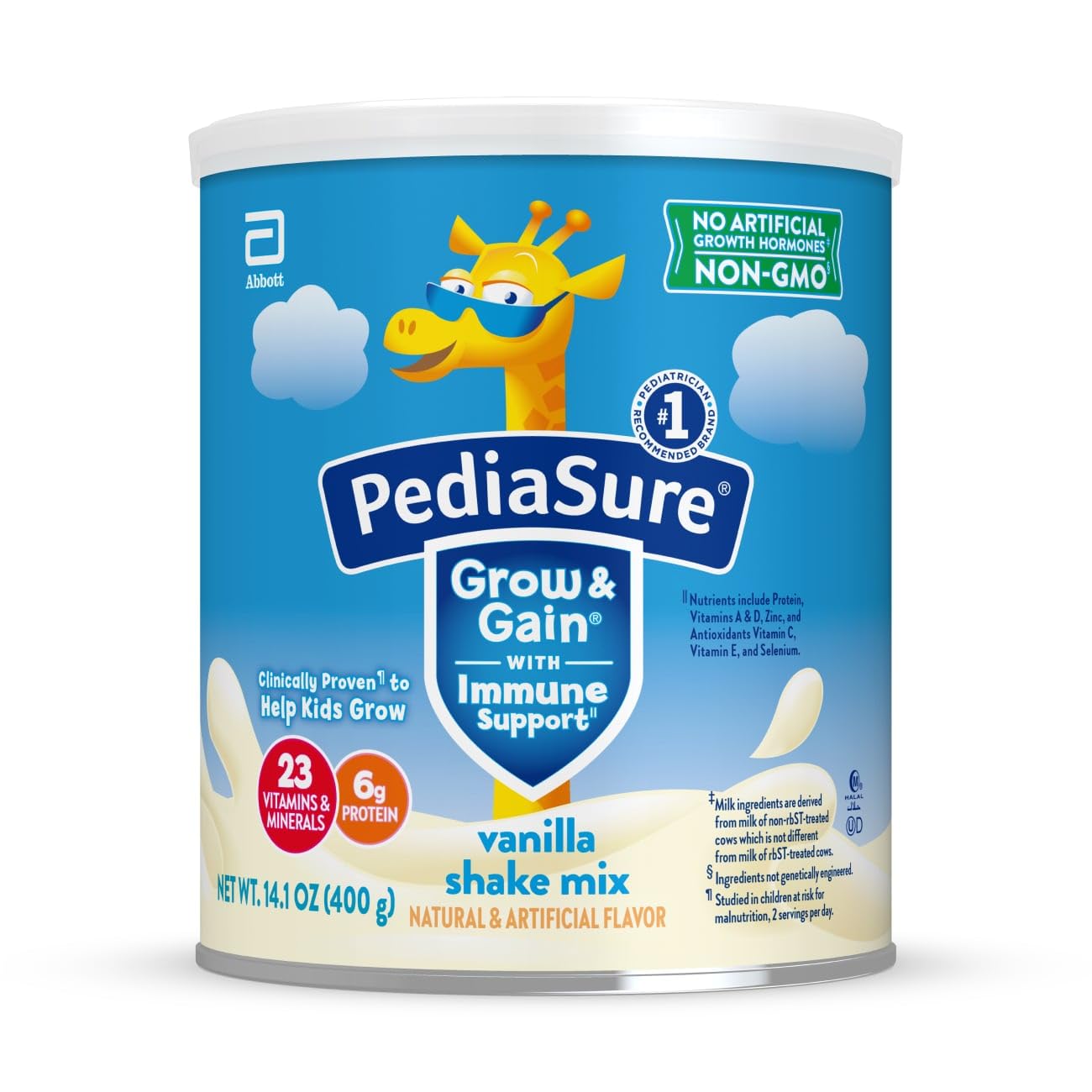 Photo 1 of ***BEST BY 3/27***  PediaSure Grow & Gain with Immune Support Shake Mix Powder, 23 Vitamins & Minerals, 6g Protein, Non-GMO, Gluten-Free, Vanilla, 14.1 oz Can, Pack of 1-8 servings
