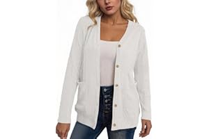 Women's Knit Cardigan Sweater Long Sleeve Button Lightweight Cardigans 2025 Fall Open Front Outwear Jacket with Pockets