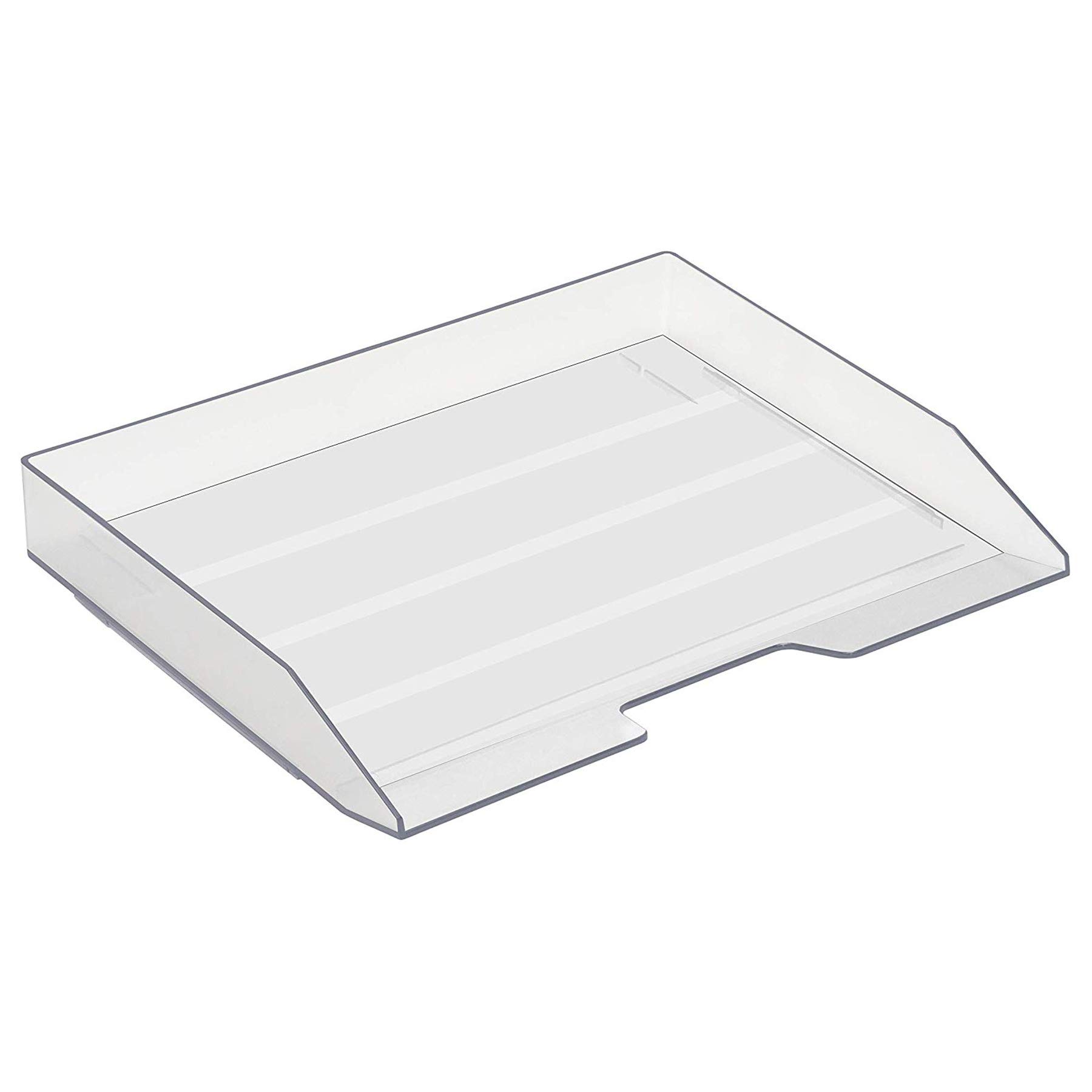 Acrimet Stackable Letter Tray Single Side Load, Plastic, Desktop File Organizer (Clear Crystal Color) (1 Unit)