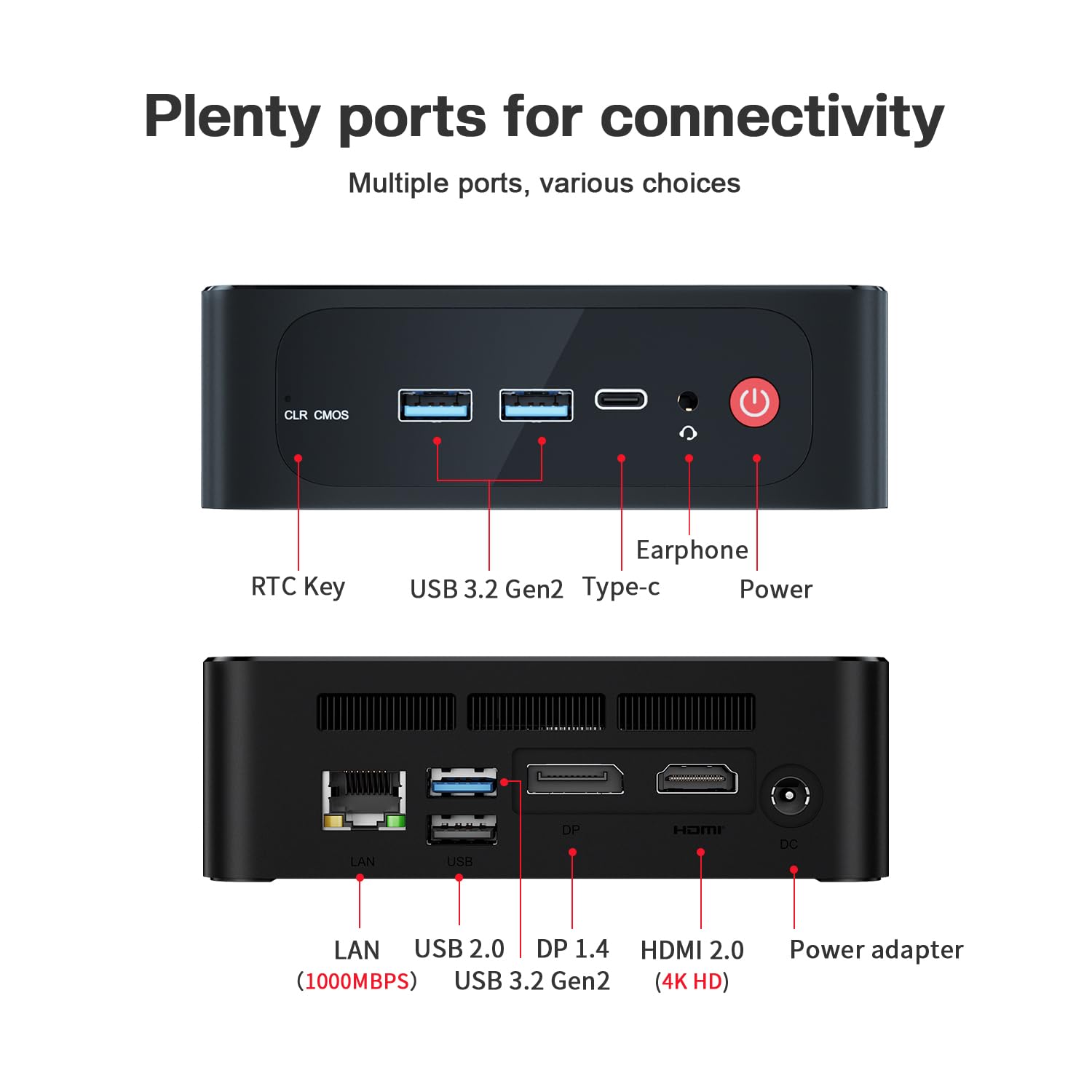 Beelink SER5 Mini PC AMD Ryzen 5 5560U (6C/12T, up to 4.0GHz), 16GB DDR4 500GB NVMe SSD, Mini Desktop Computer Support 4K@60Hz/Triple Display/WiFi6/BT5.2/HDMI+DP/Silent Fan/Office PC
