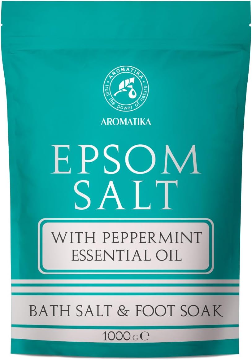 AROMATIKA Epsom Bath Salt Peppermint Oil 1000g Pure Magnesium Sulphate Relaxing