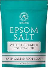 AROMATIKA Epsom Bath Salt Peppermint Oil 1000g Pure Magnesium Sulphate Relaxing