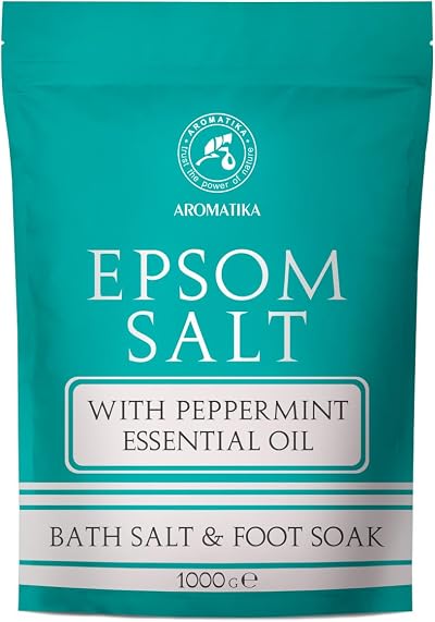 AROMATIKA Epsom Bath Salt Peppermint Oil 1000g Pure Magnesium Sulphate Relaxing