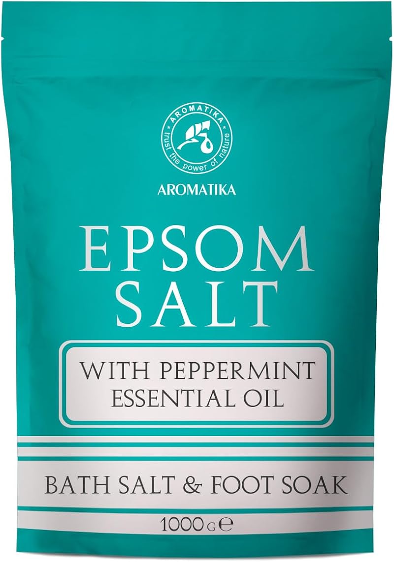 AROMATIKA Epsom Bath Salt Peppermint Oil 1000g Pure Magnesium Sulphate Relaxing