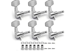 MAXCHEER 6pcs Right Hand Sealed Guitar Tuner Pegs,Big Square Electric Guitar String Tuning Pegs Keys Machine Heads for Fender Strat Stratocaster Tele Telecaster or Electric Guitar(Chrome, 6R)
