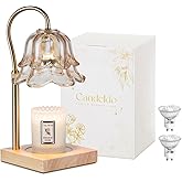 Candeldo Candle Warmer Lamp with Timer: Flower Gold Candle Lamps Height Adjustable Wax Melt House Warming Gifts New Home Decor Valentines Day Birthday Gift for Women Mom