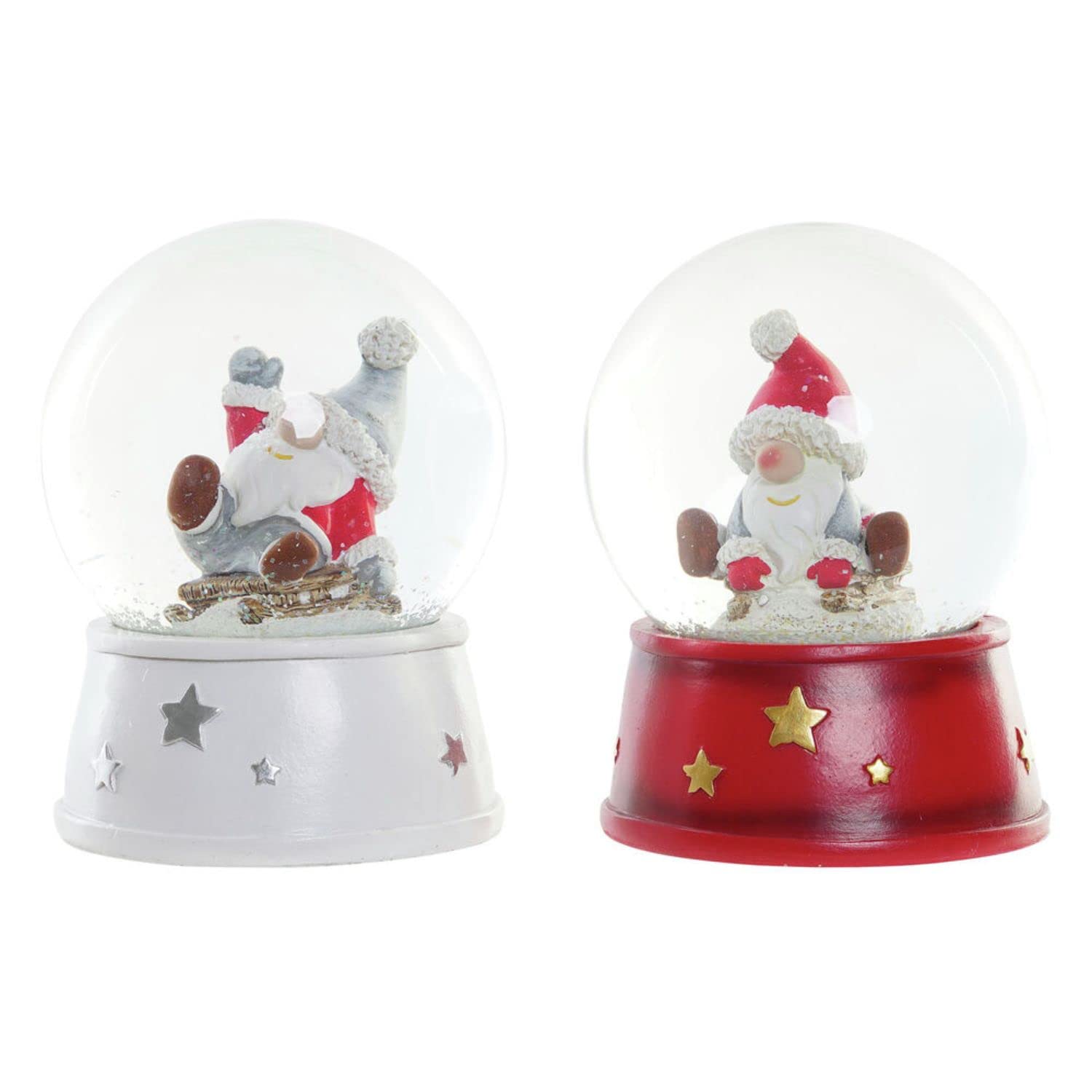 DKD Home Decor Christmas Ball Resin Crystal Santa Claus (2 pcs) (9.5 x 9.5 x 13.5 cm)