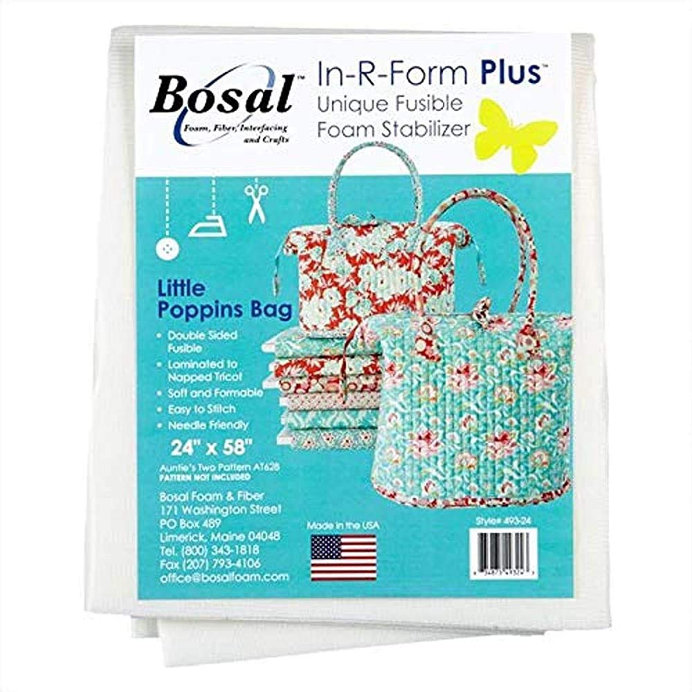 Bosal in-R-Form Plus Unique Fusible Foam Stabilizer 24 Inches by 58 Inches for Aunties Two Little Poppins Bag Pattern (Onе Paсk)