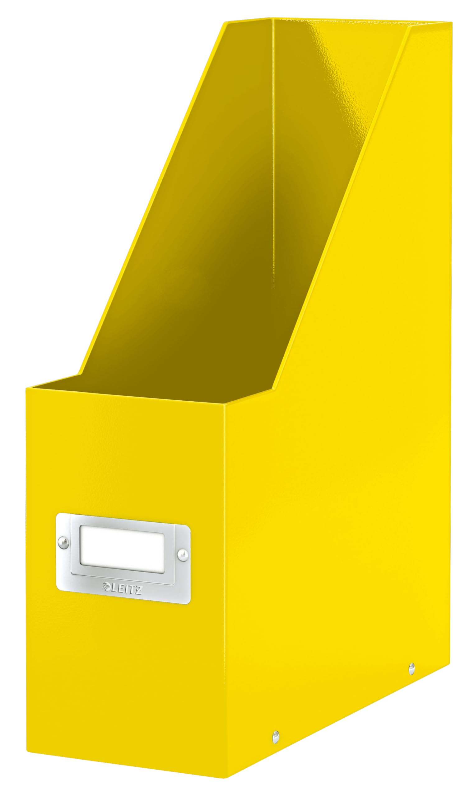 Leitz Magazine File Holder, A4, Cardboard Document Storage Box with Label, Foldable, for Home, Office & School, Click and Store Range 60470016 - Yellow