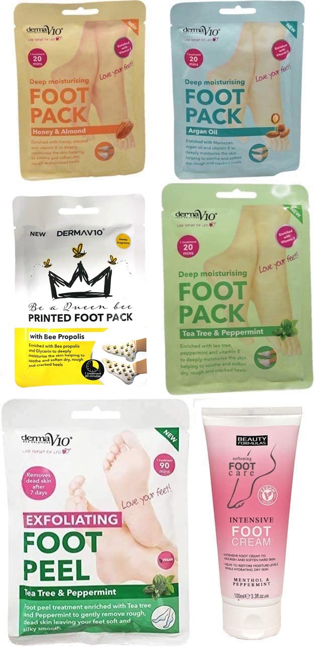 Derma V10 Foot Pack Mask (6 Pack) Deep Moisturising (Bee Propolis)