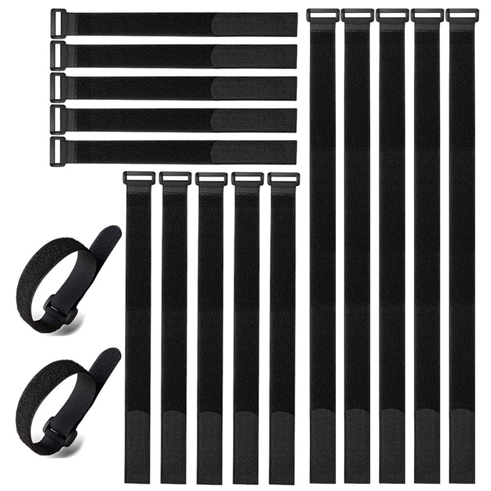Aiqeer 40 Pcs Black Cable Straps Set, Reusable Hook and Loop Securing Straps, for Cables Management (20 cm, 30 cm, 40 cm)