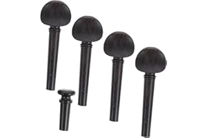 JEWEDECO Ebony Violin Tuning Peg Set with Endpin for Full Violins Ebony Wood Replacement Accessories for