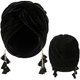 Women Turban,Cozy Polyester Velvet Turban Hats,Indian Turbans Hats Head Wraps Beanie,African Cap for Women