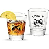 NCnnwovf 21st Birthday Shot Glass,Level 21 Unlocked Birthday Decorations,Cool 21st Birthday Gifts for Him/Her