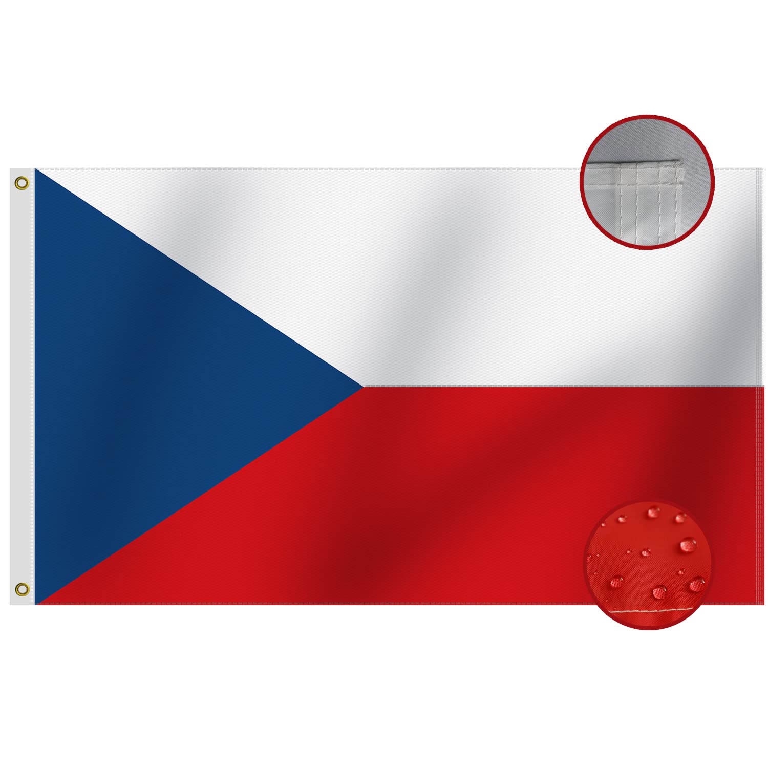 Omnisexual Heavy Duty Czech Flag 3x5 Ft Longest Lasting Sewn Stripes Oxford Nylon 210D | Quadruple Stitched Fly Ends | Vivid Color & Fade Proof Outdoor Premium Czechia Republic National Flags 150x90cm — image 1