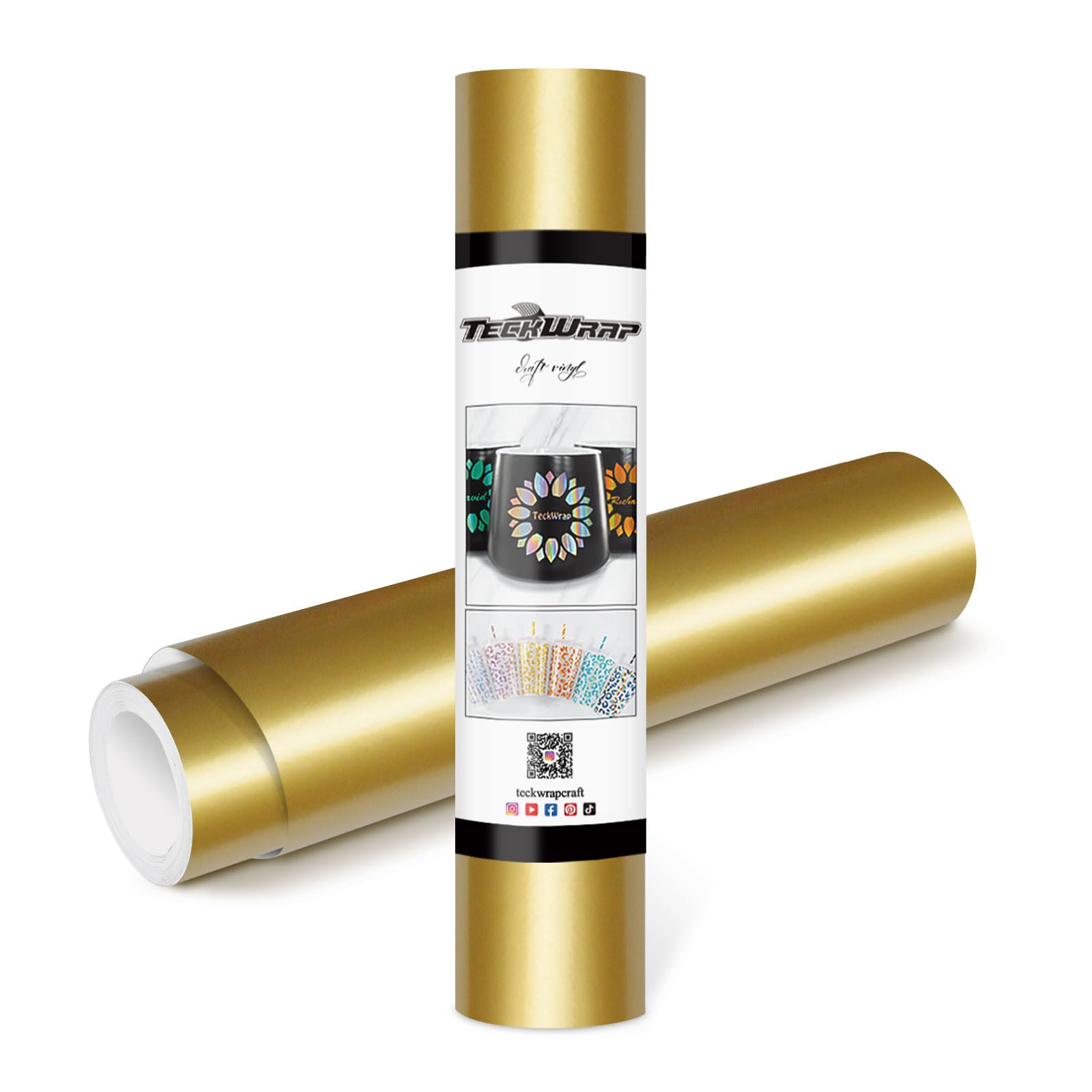 TECKWRAP Permanent Adhesive Vinyl 12" x 10ft, Glossy Gold