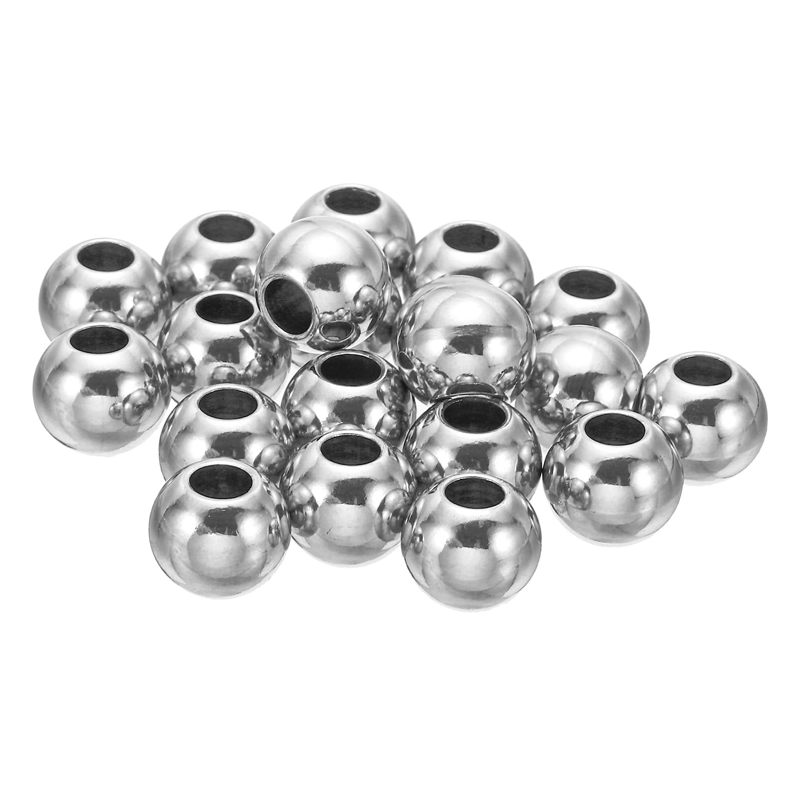 PATIKIL Smooth Round Spacer Beads, 20 Pcs 12mm OD 5mm ID 304 Stainless Steel Loose Balls Spacers Metallic Seamless Ball Beads for DIY Bracelet Necklace Earring Jewelry Making, Silver