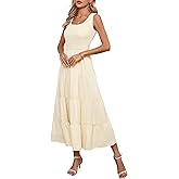 GYFSlgnion Women's Casual Sleeveless Tank Smocked Tiered Flowy Long Dress for Beach Vacation