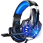 BENGOO G9000 Stereo Gaming Headset for PS4, PC, Xbox One Controller, Noise Cancelling Over Ear Headphones with Mic, LED Light, Bass Surround, Soft Memory Earmuffs for Laptop Mac Nintendo Switch Games