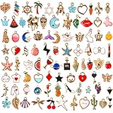110Pcs Assorted Gold Plated Enamel Pendants Necklace Bracelet Charms for Jewelry Making