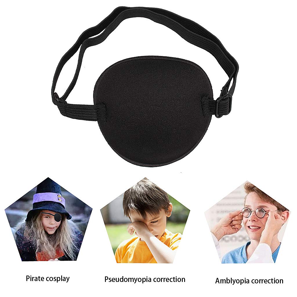 Edealing 2 PCS Eye Patch Set for Adults and Kids, Single Eye Mask with Adjustable Buckle Soft and Comfortable Pirate Eye Patch for Amblyopia Lazy Eye-Black : Beauty