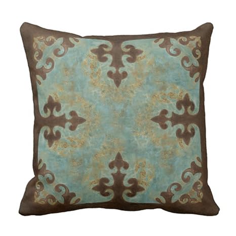 Emvency Throw Pillow Cover Cowgirl Turquoise Leather Western Cowboy Leatherwork Decorative Pillow Case Home Decor Square 18 X 18 Inch Pillowcase