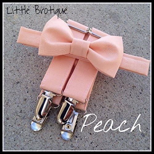 Peach Bow Tie and Suspender Set. Little Brotique. Infant - Adult. Wedding Attire, Photography Props.