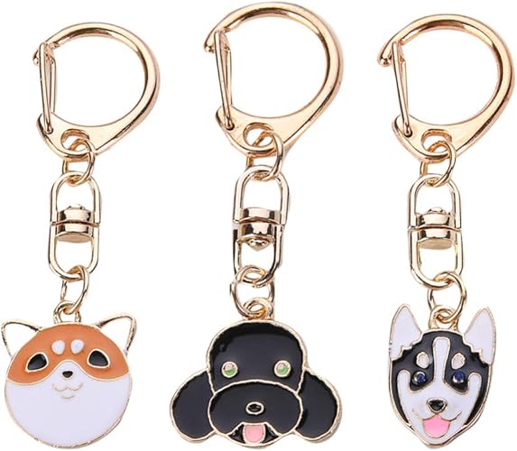 Amazon Amosfun 犬キーホルダーノベルティキーリングペット記念キーホルダーバッグチャームペンダント飾り用男性女性新年ギフト3ピース キーホルダー チェーン