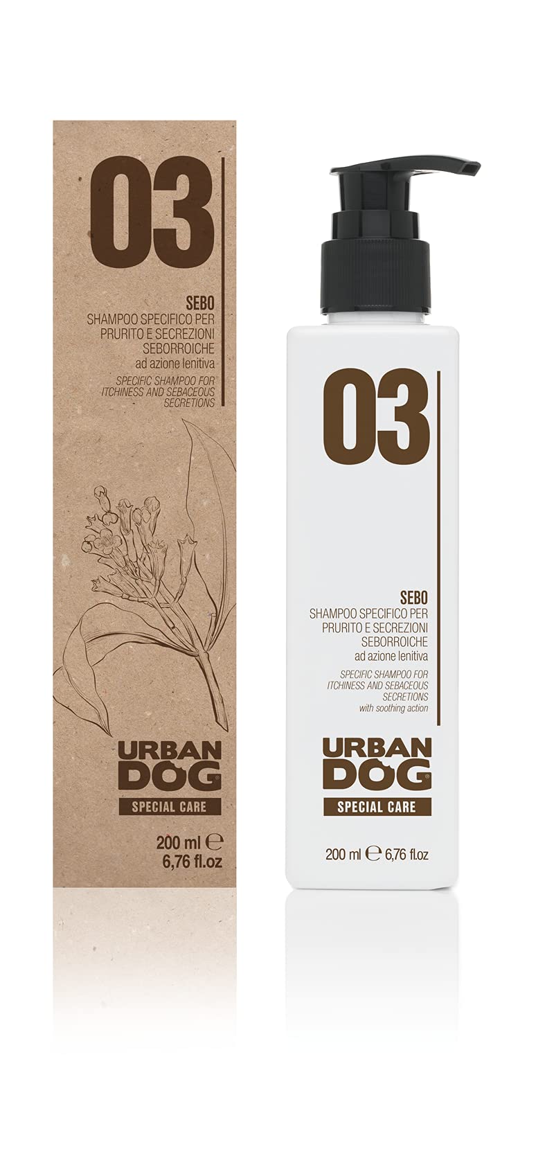 Urban Dog 03 SEBOCONTROL SHAMPOO with soothing action, 200 ml, OGM Free and 100% Made in Italy