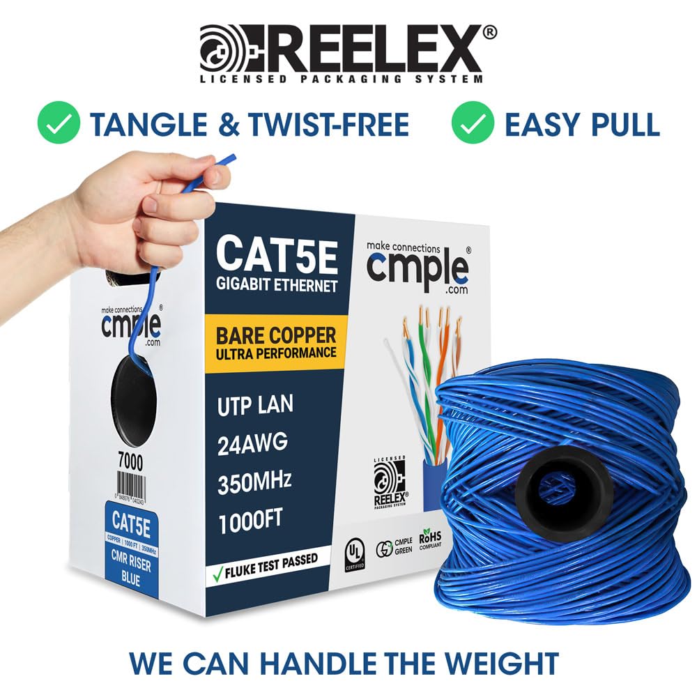Mua Cmple - Cat 5e Ethernet Cable UL Verified Cat5e 1000ft 24 AWG Bare ...