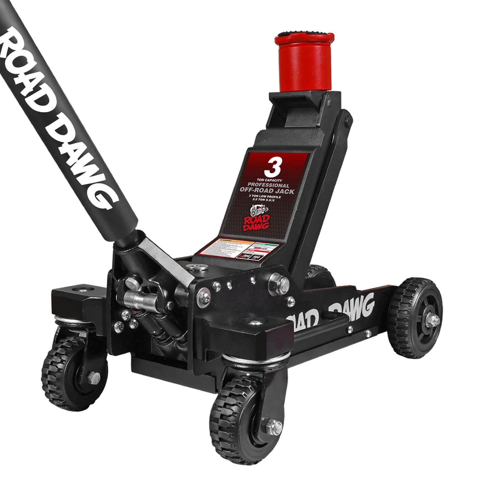 ROAD DAWG 3 Ton Big Wheel Off-Road Jack, Professional Aluminum and Steel Racing Floor Jack with Dual Pistons Quick Lift Pump, Lift for Trucks, SUVs, ATVs Off road Vehicles,6000lb Capacity, AT830006XDL