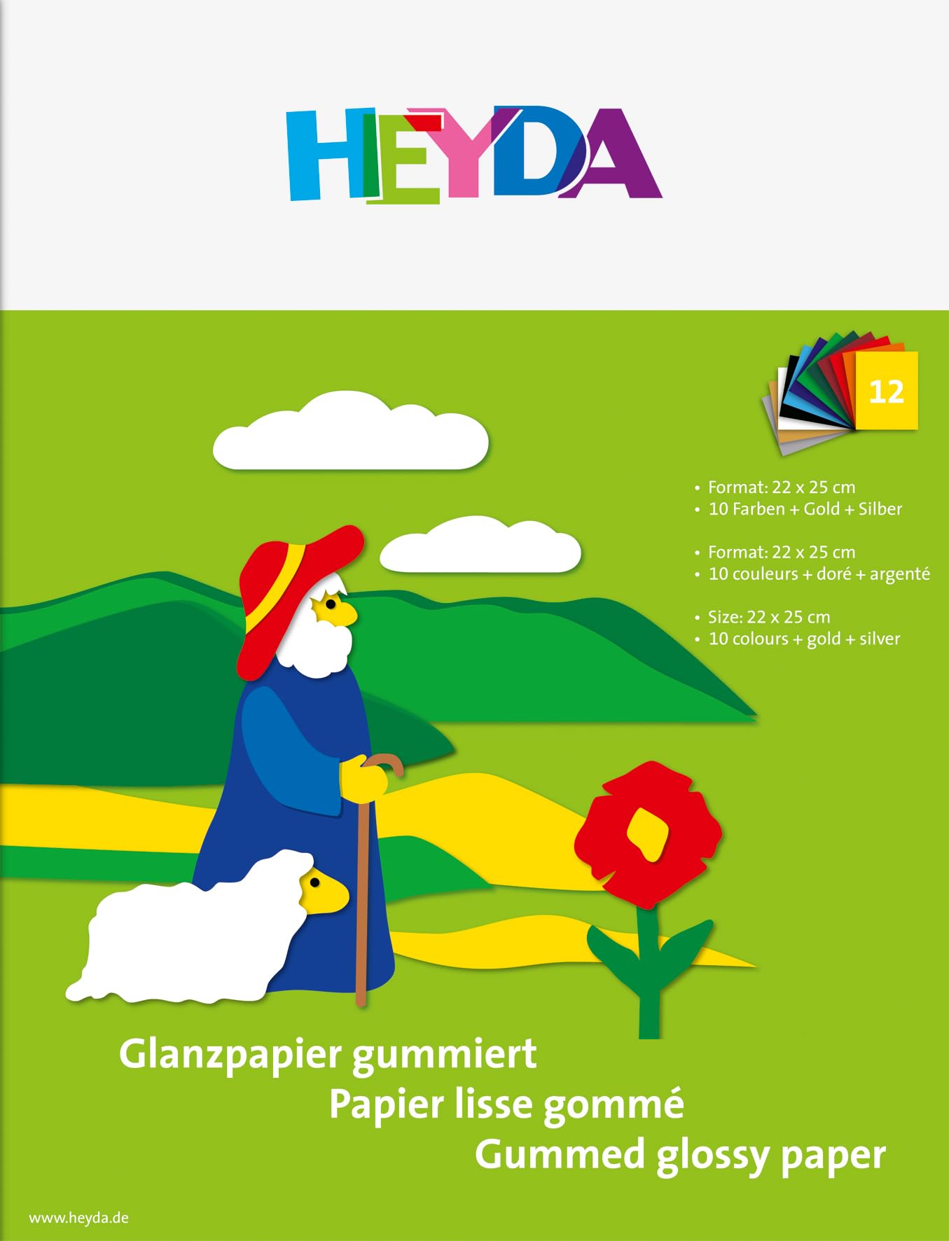 Heyda Glossy Paper 22 x 25 cm 80 g Assorted Colours