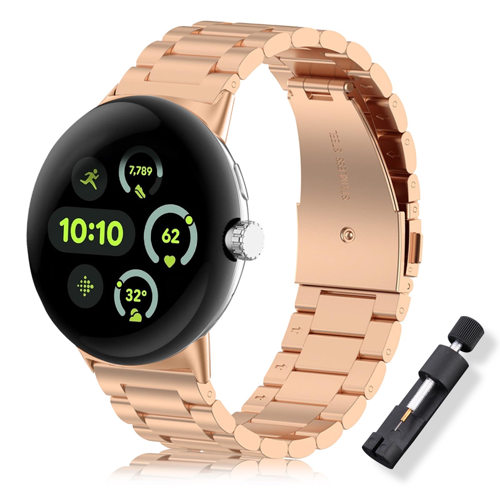 ToVioc Bracelet Compatible with Google Pixel Watch 4 41mm/3 41 mm/2/1, Men & Women Stainless Steel Replacement Strap for Google Pixel Watch 2/1 - Rose Gold โ image 1