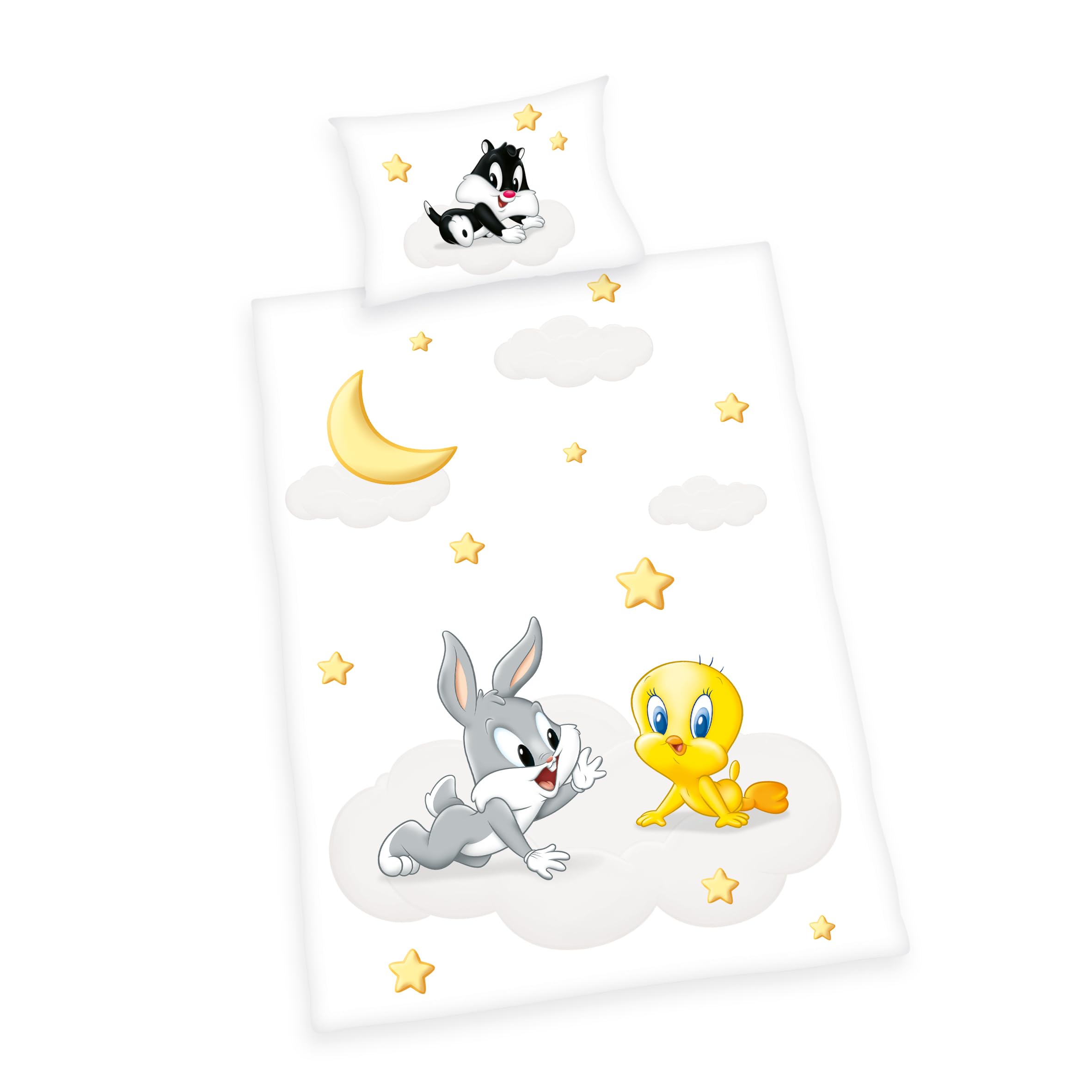 Herding Looney Tunes Bed Linen Made in Green, Pillowcase approx. 40 x 60 cm with Hotel Cover, Duvet Cover approx. 100 x 135 cm with smooth-running branded zip, 100% Cotton, Renforcé