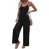Ekouaer Women Jumpsuits Casual Boho Overalls Sleeveless Spaghetti Strap Long Pants Romper with Pockets