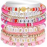 FUXINRUN Friendship Bracelets for Women, 10-Packs Colorful Beaded Stretch Bracelets, Elastic Stackable Layering Bracelet, Trendy Jewelry Christmas Birthday Gifts for Women Girls Teens