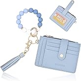 BAOSIWA Silicone Bracelet Keychain Wallet for Women Wristlet Card Holder Slim RFID Wallet with Zipper Pocket