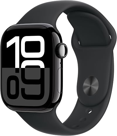 Apple Watch Series 10 GPS 42mm Jet Black Aluminium with Black Sport Band M/L
