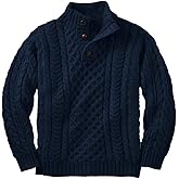 Makkrom Kids and Boys Mock Neck Pullover Sweater Long Sleeve Button Cable Knitted Jumper