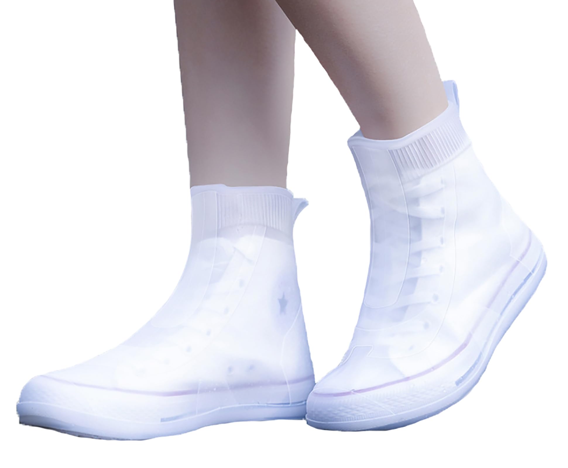 Photo 1 of Reusable Waterproof Shoe Covers for Mens Womens, Outdoor Shoe Cover for Rain, Cover for Shoes in Rain White 2X-Large