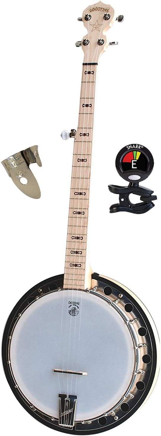 Deering Goodtime Two 5 Strings Banjo with Resonator Kit with Finger & Thumb Picks Banjo and Banjo Tuner